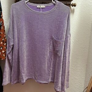 Zenana Outfitters Purple Striped Blouse